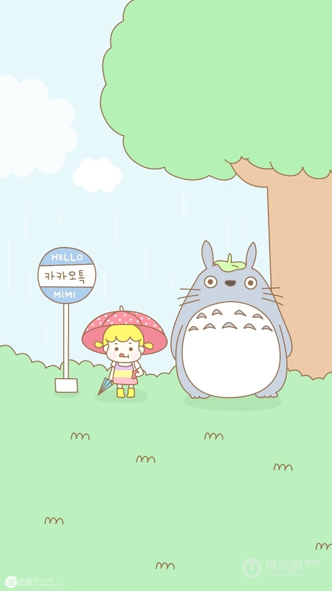 宫崎骏动漫里的可爱卡通龙猫和小女孩图片