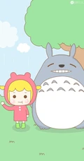 宫崎骏动漫里的可爱卡通龙猫和小女孩图片