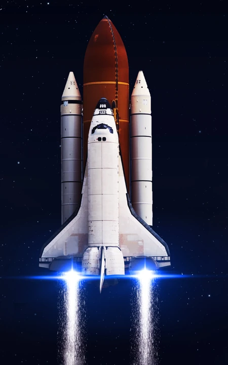 起飞升空的航天飞机运载火箭创意手机壁纸