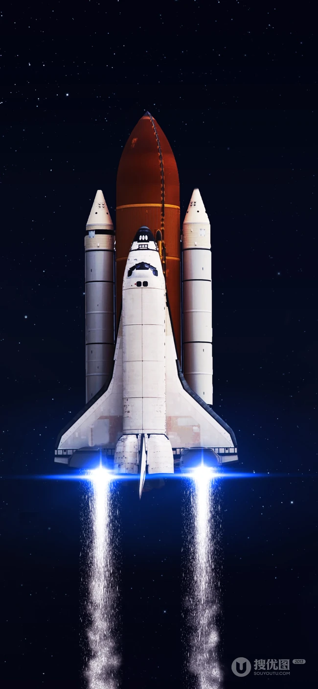 起飞升空的航天飞机运载火箭创意手机壁纸