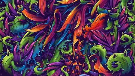 七彩缠绕的藤条创意插画桌面壁纸，很时尚强烈推荐