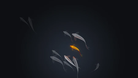 超细腻画风的水中金鱼创意桌面壁纸
