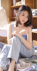 齐肩短发清新清新女生小姐姐手拿cd超高清室内写真照