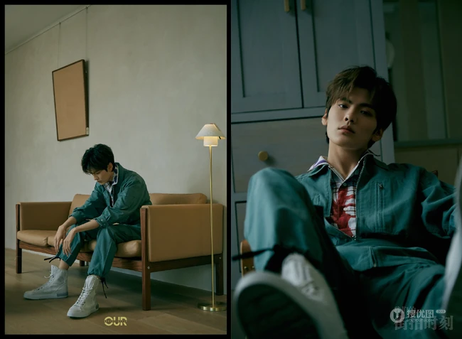 辽宁帅哥毕雯珺绿色工作服饰登杂志写真照片