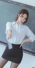 网红女生黑川气质深袜短裙在教室里cos气质眼镜女老师写真图集