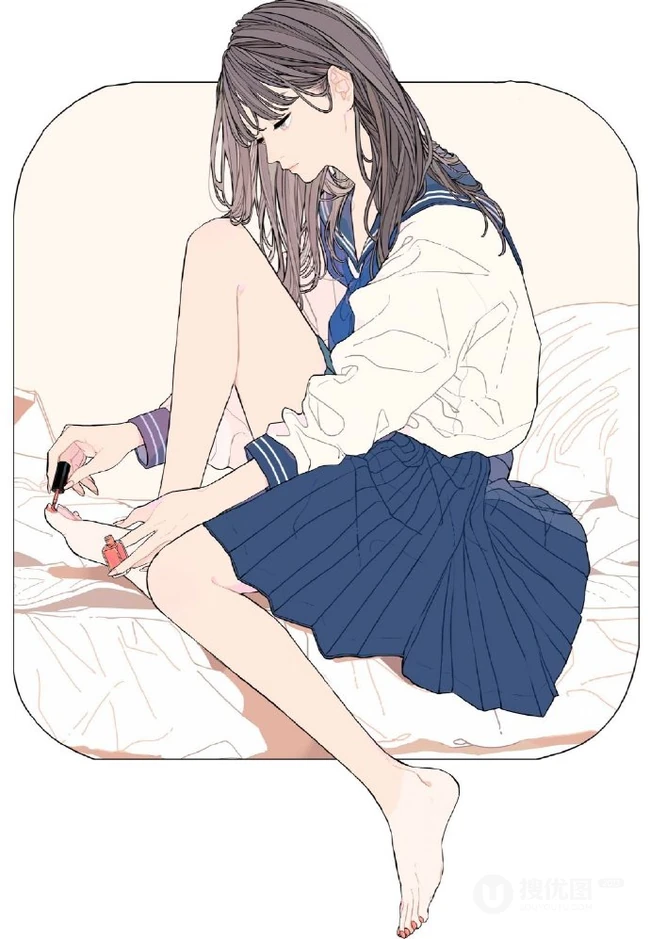 戴着耳饰耳环的漂亮时尚个性都市女孩手绘插画图片