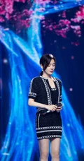 袁姗姗黑衣短裙优雅动人舞台照图片