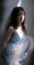 湿发女生轻纱纱裙楼梯间气质私密写真图集