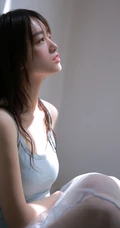 湿发女生轻纱纱裙楼梯间气质私密写真图集