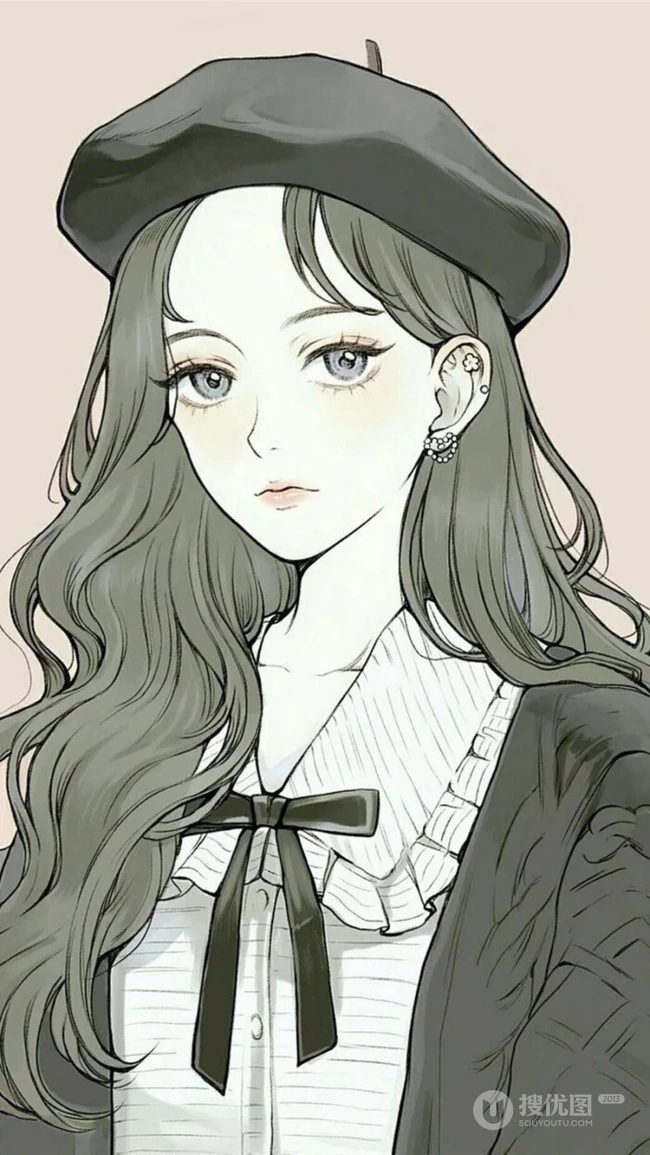 不带笑容的动漫女生，韩国插画师Yooo ri作品