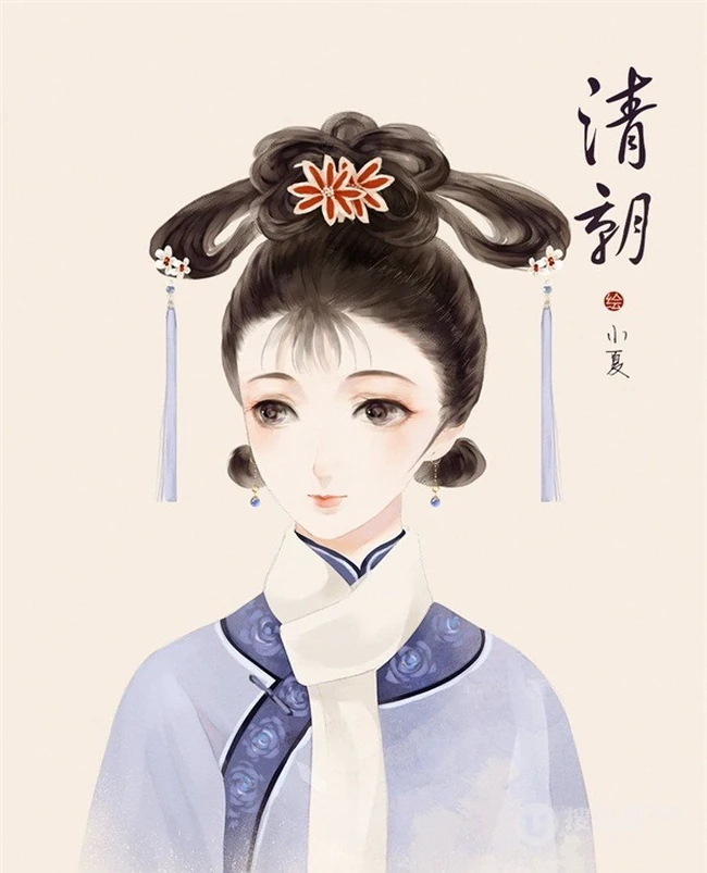 不同朝代女人的发髻发型精美好看手绘插画图片