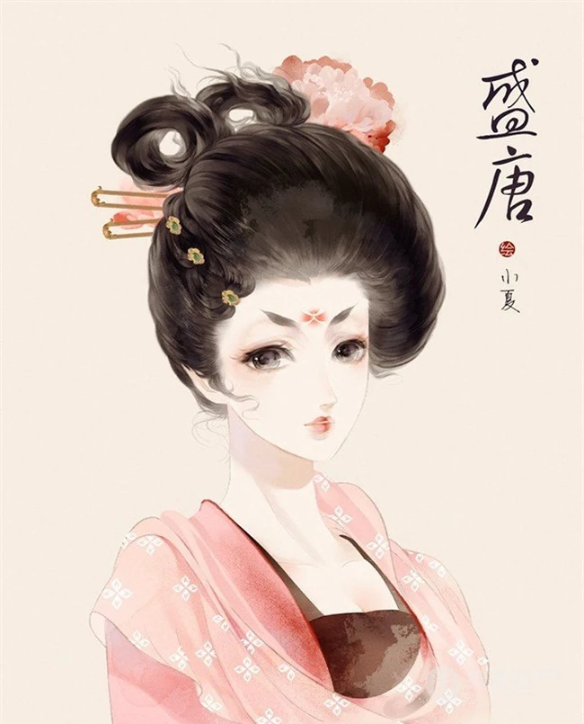 不同朝代女人的发髻发型精美好看手绘插画图片