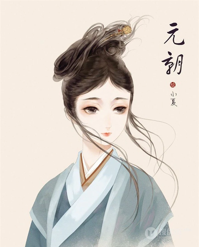 不同朝代女人的发髻发型精美好看手绘插画图片