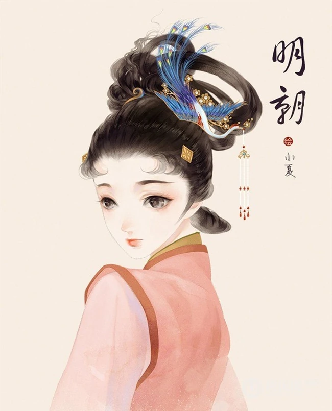 不同朝代女人的发髻发型精美好看手绘插画图片