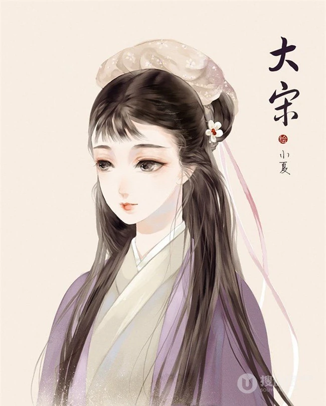 不同朝代女人的发髻发型精美好看手绘插画图片