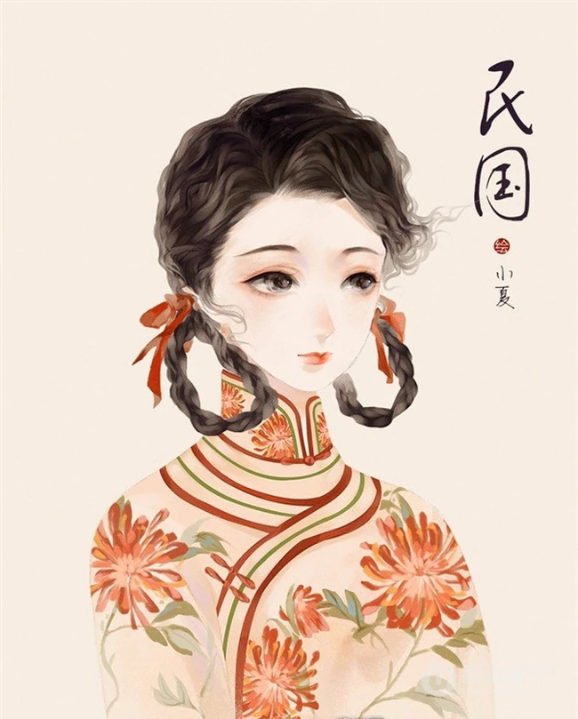 不同朝代女人的发髻发型精美好看手绘插画图片