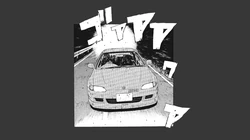 一个关于山道赛车的黑白漫画桌面壁纸图片