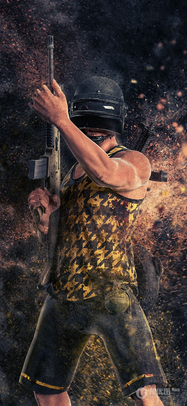 火爆端游&ldquo;绝地求生&rdquo;三级套人物插画手机壁纸