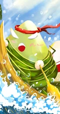 中国传统节日&ldquo;端午节&rdquo;习俗赛龙舟的创意插画图片