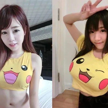 不同身材女生穿同一件皮卡丘衣服的不同效果图片