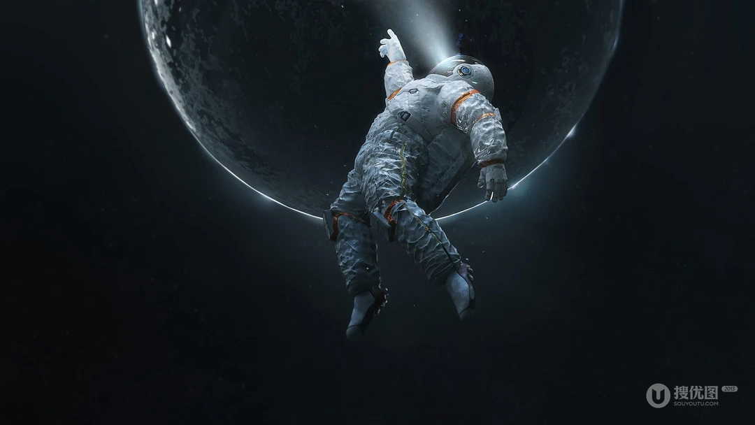 探索宇宙，唯美宇航员和星球的桌面壁纸