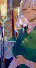 轻微受伤或生病的动漫女孩唯美插画图片集