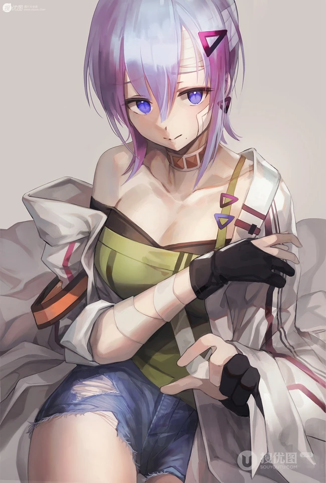 轻微受伤或生病的动漫女孩唯美插画图片集