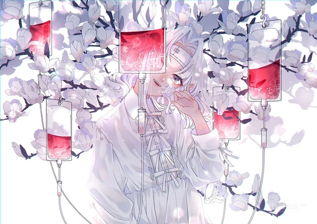 轻微受伤或生病的动漫女孩唯美插画图片集
