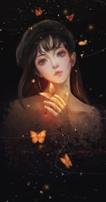 男生漂浮水母，女生漂浮蝴蝶情侣俩人一对手机壁纸
