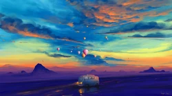 唯美的油画风格云彩彩霞壁纸图片