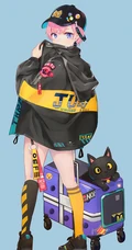 穿着时尚运动套装的动漫少女手机壁纸