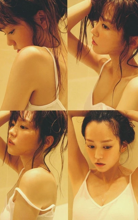 沐浴前的准备，桐谷美玲白色V领肩带睡裙唯美室内摄影美照