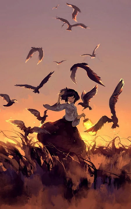 唯美动漫少女和场景插画，精选9张唯美二次元插画图片