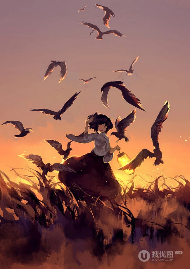 唯美动漫少女和场景插画，精选9张唯美二次元插画图片