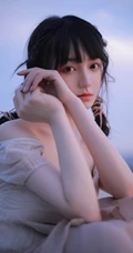 夜幕即将拉下，湖边穿着长裙的美丽女孩，你是在思念谁？