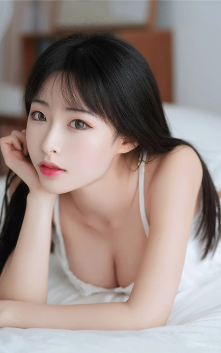 丹凤眼女生甜美清新肩带睡衣短裤气质室内气质写真图片