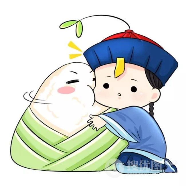 可爱的小僵尸和粽子卡通插画萌图片 第1张