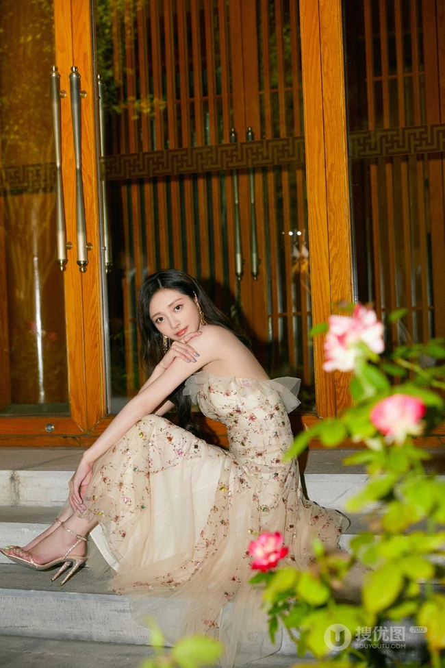 周洁琼气质绣花礼裙长裙超好看仙气写真图片