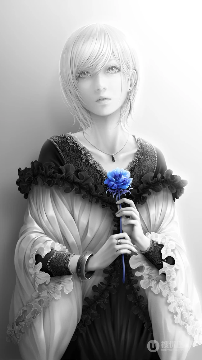 较简洁的画风，很干净的制服动漫女生手机桌面