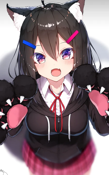 性感学生制服小狐狸动漫女生手绘手机壁纸