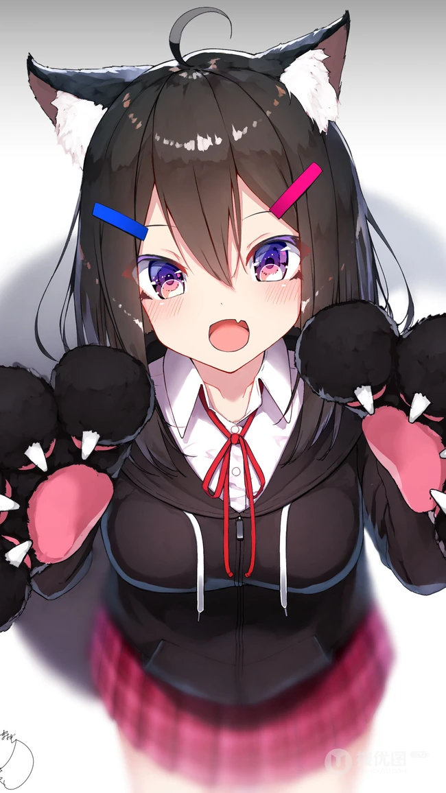 性感学生制服小狐狸动漫女生手绘手机壁纸