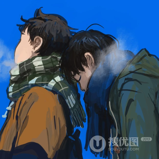 背包少年唯美手绘耽美插画图片