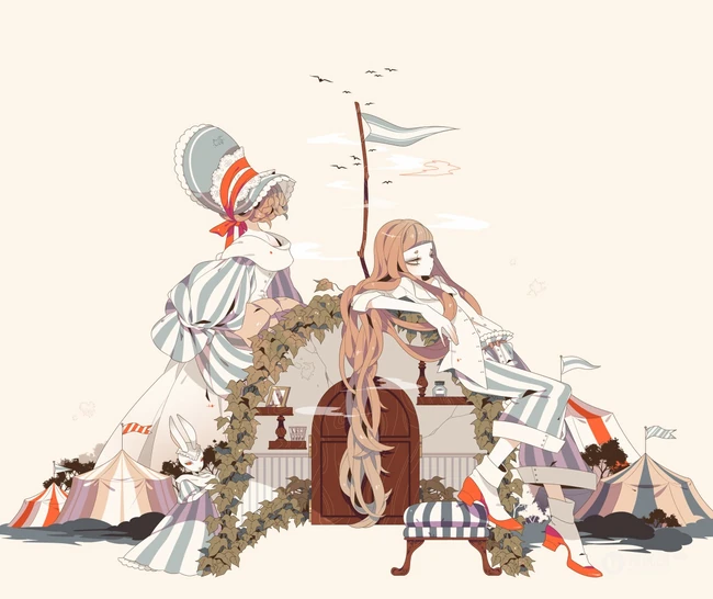 日式黑暗风格插画图片，插画师しきみ的黑童话作品