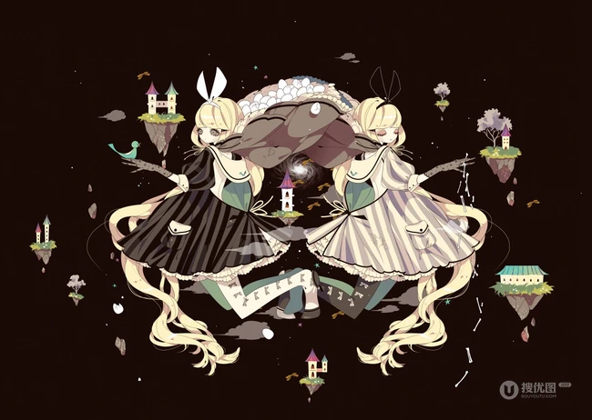 日式黑暗风格插画图片，插画师しきみ的黑童话作品