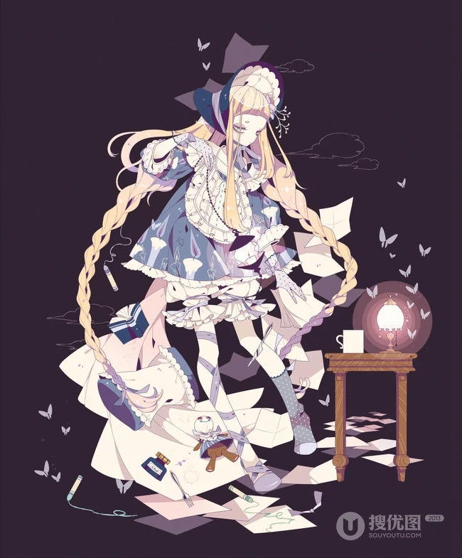 日式黑暗风格插画图片，插画师しきみ的黑童话作品