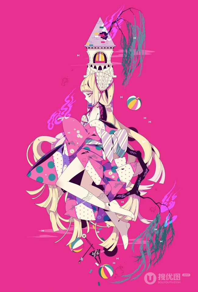 日式黑暗风格插画图片，插画师しきみ的黑童话作品