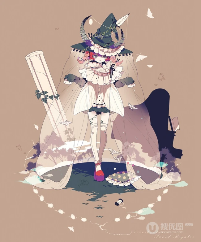 日式黑暗风格插画图片，插画师しきみ的黑童话作品