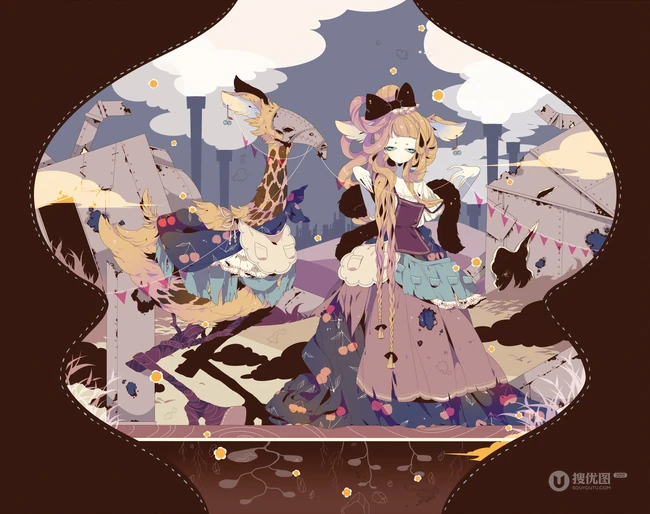 日式黑暗风格插画图片，插画师しきみ的黑童话作品