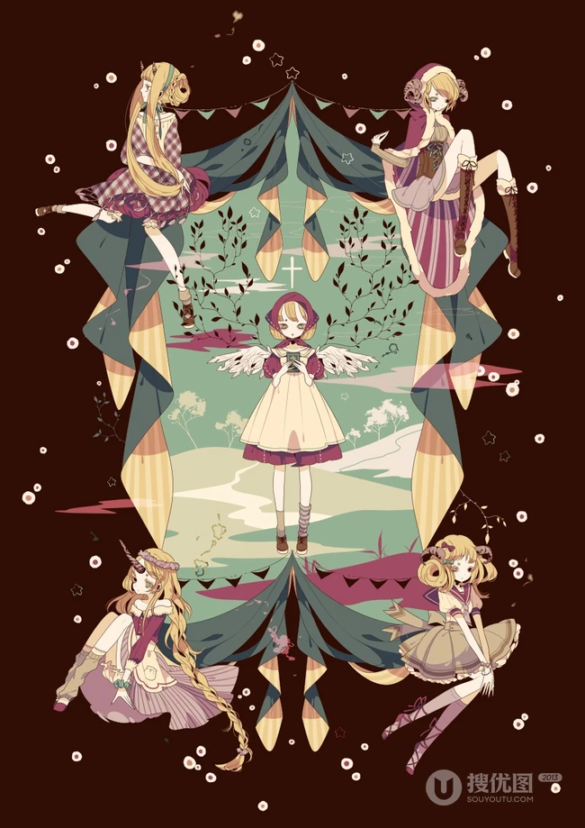 日式黑暗风格插画图片，插画师しきみ的黑童话作品