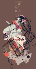 日式黑暗风格插画图片，插画师しきみ的黑童话作品